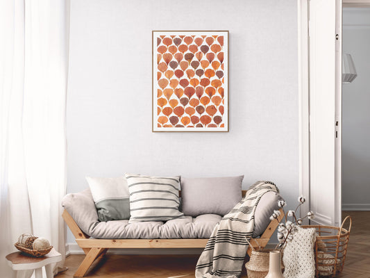 Affiche numérique botanique avec pétales de capucines séchées, inspirée d’un herbier artisanal. Art mural floral téléchargeable, idéal déco nature.